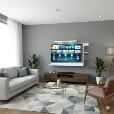 Centro de entretenimiento con espacio para consolas, decodificador y sonido