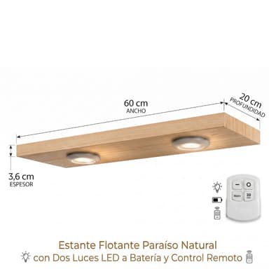 Estantes flotantes roble nebraska con iluminación LED en cocina